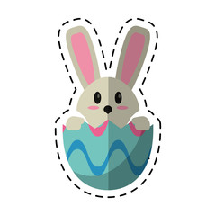 cartoon easter bunny in egg surprise vector illustration eps 10