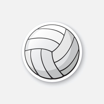 Vector illustration. leather volleyball ball. Sports equipment. Cartoon sticker in comics style with contour. Decoration for greeting cards, posters, patches, prints for clothes, emblems