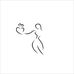 woman with a heart vector illustration