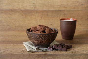 Natural chocolate cookies with cranberries and hazelnuts.