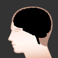 Black brain - symbol for depression and dark thoughts.