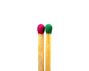 matchstick different colors on a white background