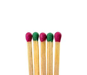 matchstick different colors on a white background