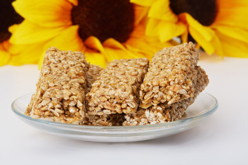  Sweet brittle candy from seeds of sunflower.