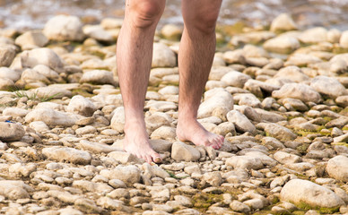 foot man on the stone ground