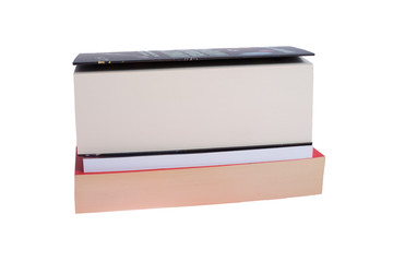 Stack of new paperback books isolated