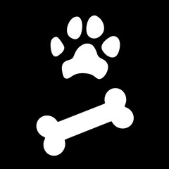 Dog paw and bone icons. Vector illustration