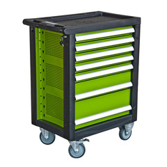 Green mobile tool's trolley isolated