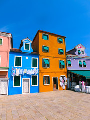 Colorful old houses on the Island Burano