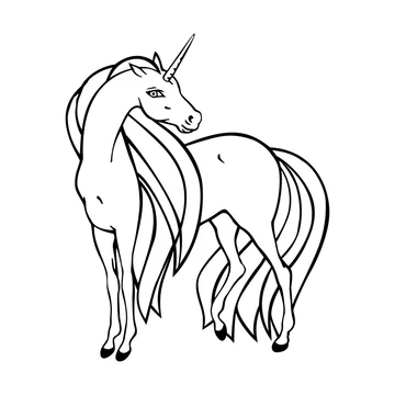 beautiful drawing of unicorn. Outline style Stock Vector | Adobe Stock