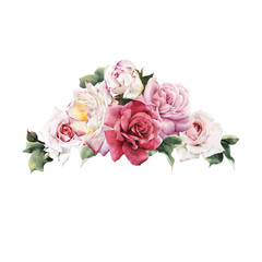 Bouquet of roses, watercolor, can be used as greeting card, invi