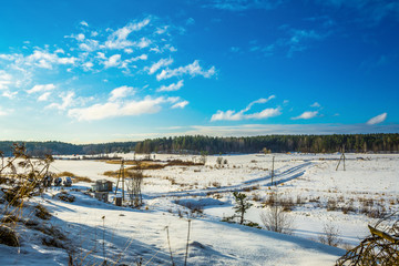 Fototapeta na wymiar Sunny winter in Karelia
