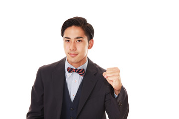 ガッツポーズのウェイター
