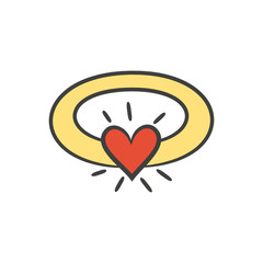 Ring with heart on the white background for your design.