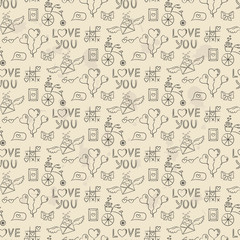 Seamless pattern with valentine's icons.