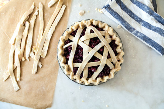 Making Pie Crusts Overhead Scene