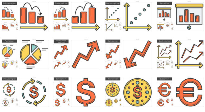 Business line icon set.