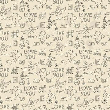Seamless pattern with valentine's icons.