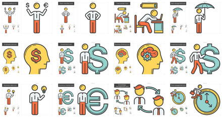 Fototapeta premium Business line icon set.