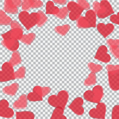 Fototapeta na wymiar Red translucent hearts arranged in a circle. Checker background. Valentine s Day. illustration