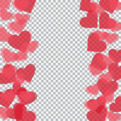 Red translucent heart located on both sides. Checker background. Valentine s Day. illustration