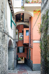 The streets of the ancient town of Ventimiglia. Italy.