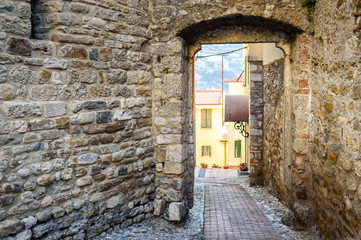 Ancient street in the Italian town of Ventimiglia.