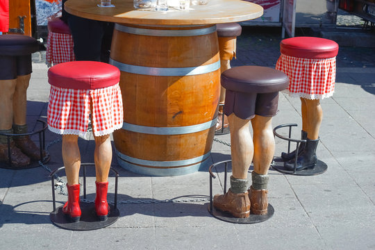 Barstool in the shape of human legs, funny