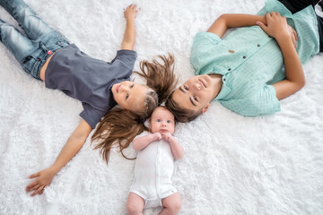 Large family on white background