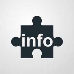 Icono plano puzzle texto info en fondo degradado