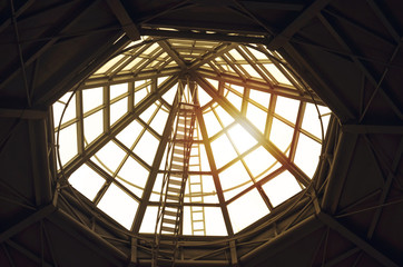 glass dome on roof of shopping centre