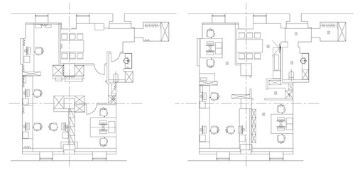 Standard office furniture symbols set