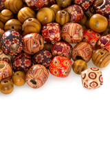 colorful wooden beads isolated on white background