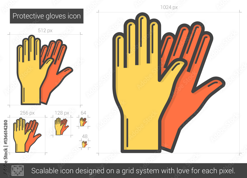 Canvas Prints Protective gloves line icon.