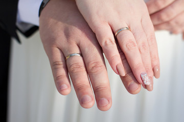 Hands with the wedding rings