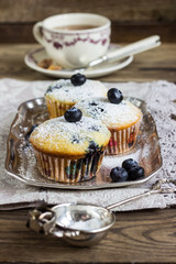 homemade muffins with blueberries.