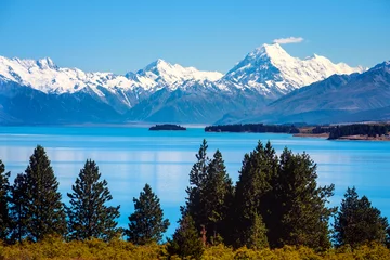 Deurstickers Schilderachtig uitzicht op Lake Pukaki en Mt Cook, Nieuw-Zeeland © Martin M303