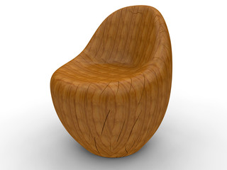 Light wood sculpted wooden chair