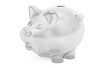 empty glass piggy bank, 3D rendering