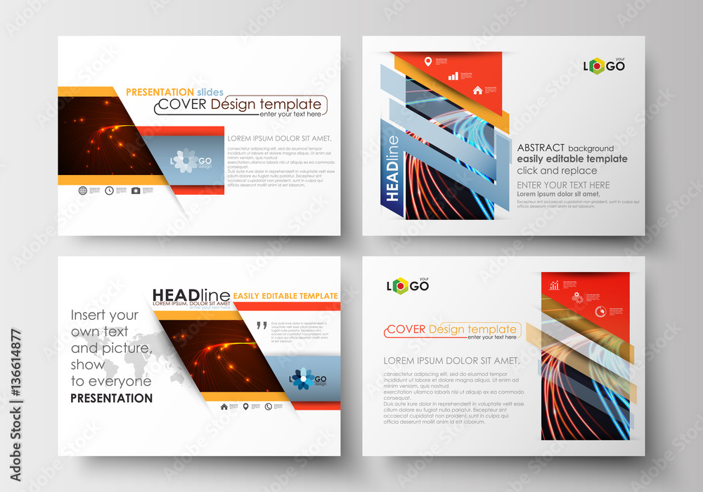 Poster set of business templates for presentation slides. easy editable flat layouts. abstract lines backgr