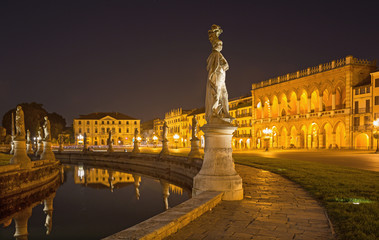 Padua - Prato della Valle in evening dusk and the Venetian palace (The Lodge Amulea).