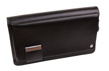 closed men's clutch bag on isolate background