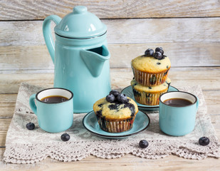 homemade muffins with blueberries.