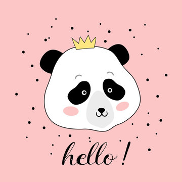 Panda head with a crown, vector illustration