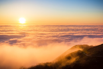 Beautiful sunset and clouds. On high