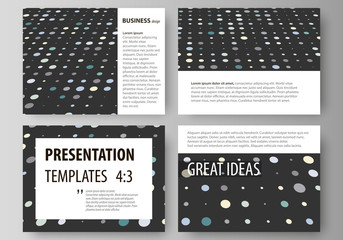 Business templates for presentation slides. Easy editable abstract layouts in flat style. Soft color dots with illusion of depth and perspective, dotted background. Modern elegant vector design.