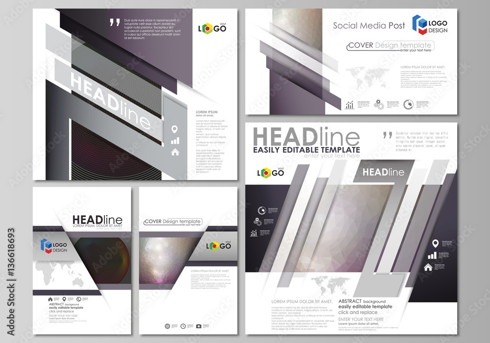 Poster social media posts set. business templates. easy editable design template, vector layouts in popular