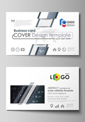 Business card templates. Easy editable vector layout. Abstract design infographic background in minimalist style made from lines, symbols, charts, diagrams and other elements.