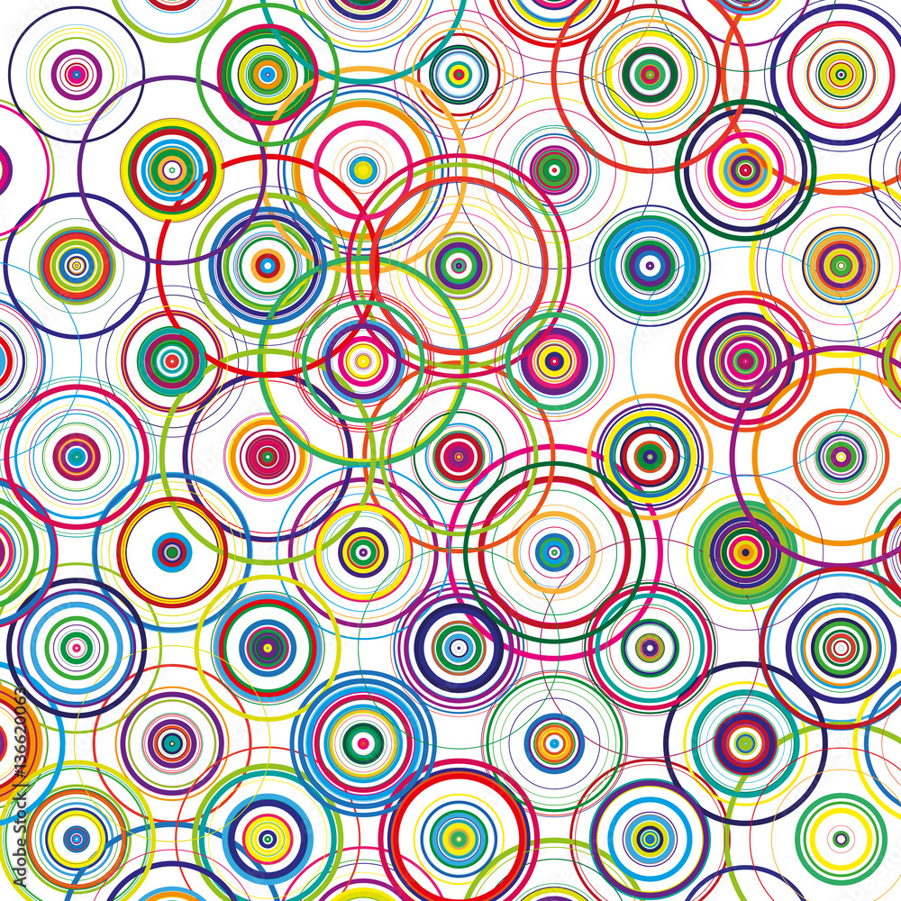 Poster bright color abstract background in minimalist style made from colorful circles. business concept fo