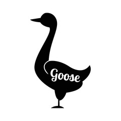 Black silhouette cartoon goose